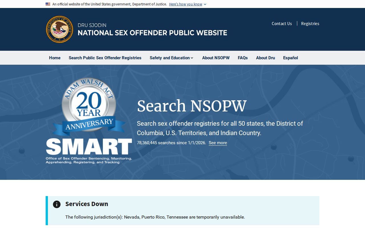 Cherokee County sex offender lookup through the national registry search interface