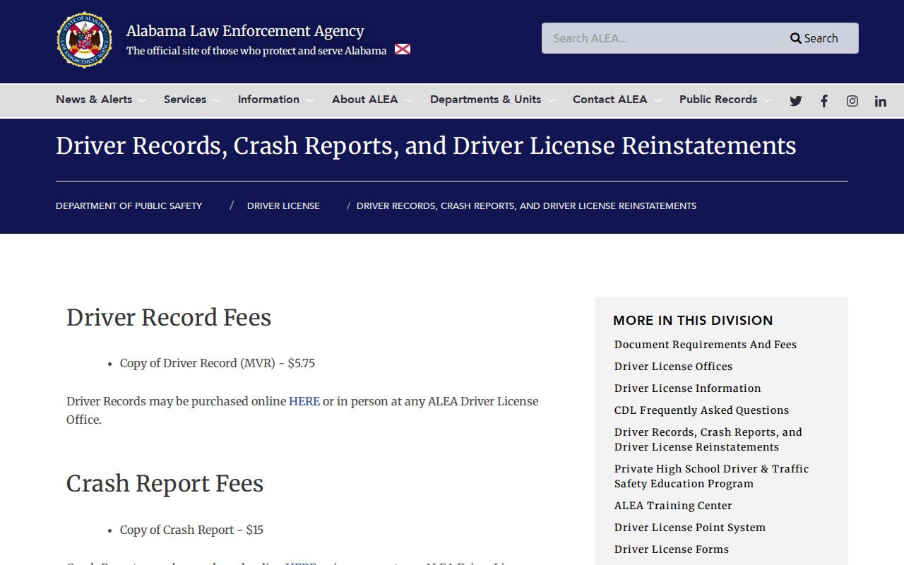 ALEA crash report access for Cherokee County incident records