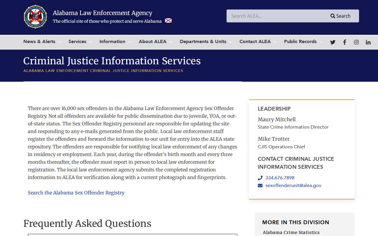 Cherokee County sex offender registry update and public access information from ALEA