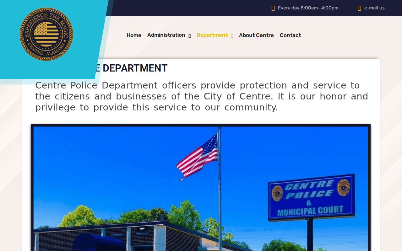 Centre criminal records contact at the Centre Police Department building page