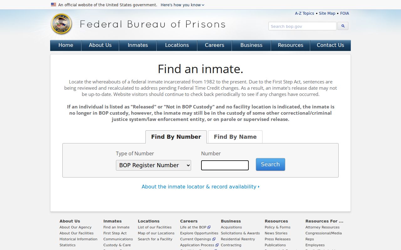 Federal inmate locator for custody after a Cherokee County related case